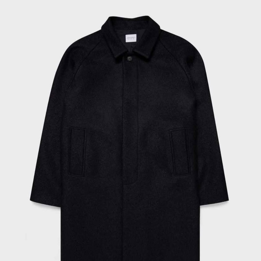Sunspel Blue Pea Coat Wool-Like Texture